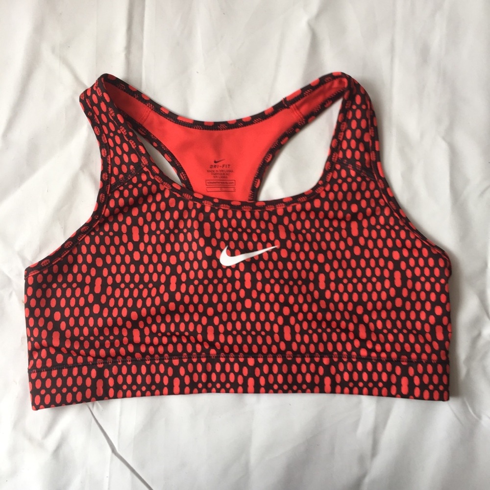 NIKE Size Large Red Polka Dots Sports Bra ❗️ - Picture 1 of 3
